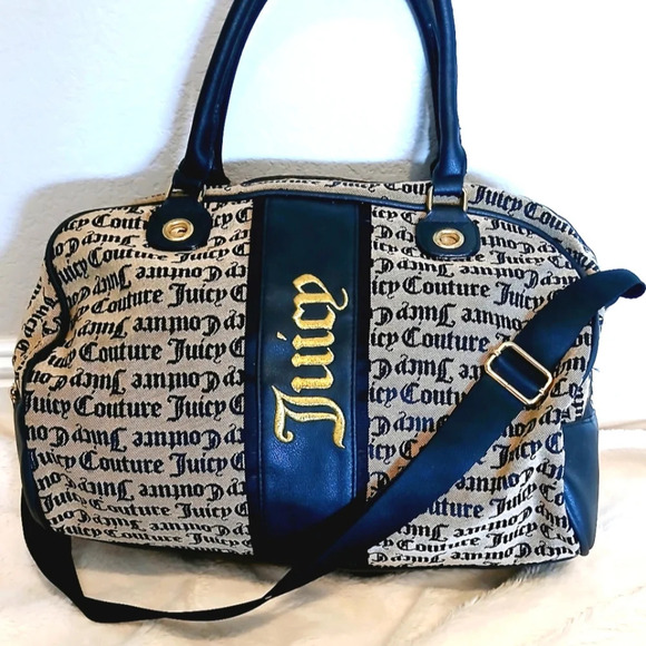 Juicy Couture Set of 2 Travel Weekend Duffle Shoulder Bags Purses Gothic Print - Picture 3 of 6